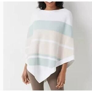 Nwt Barefoot Dreams Cozy Chic Ultralight Ocean Breeze Poncho Striped One Size